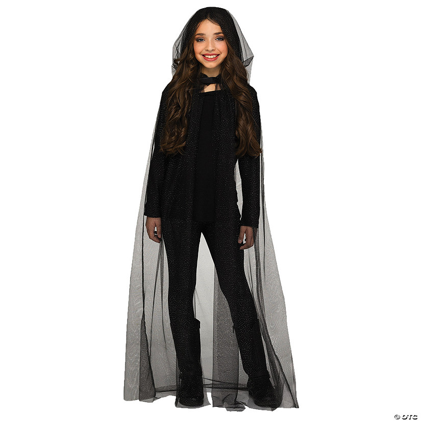 Kids Hooded Sparkle Cape Costume Accessory Image