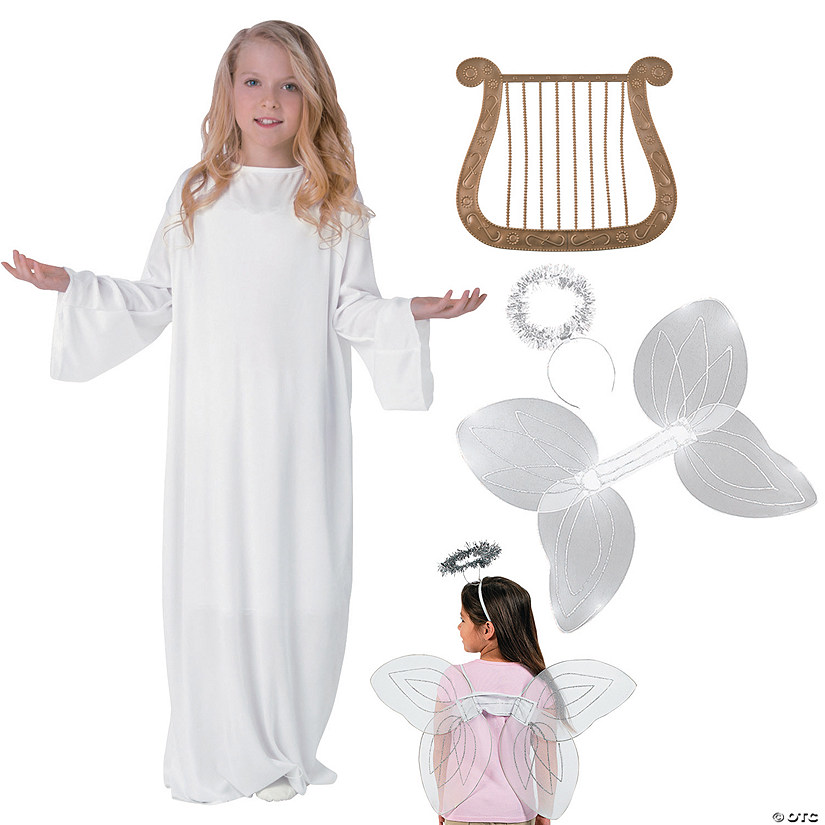 Kids L/XL Angel Costume with Harp - 4 Pc. Image