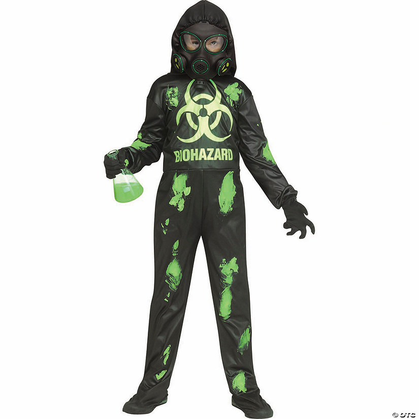 Kids Light-Up Biohazard Hooded Jumpsuit Costume Image