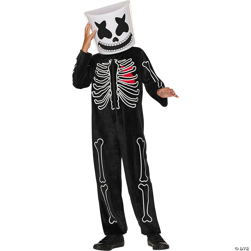 Kids Marshmello Black & White Mello Skeleton Costume Image