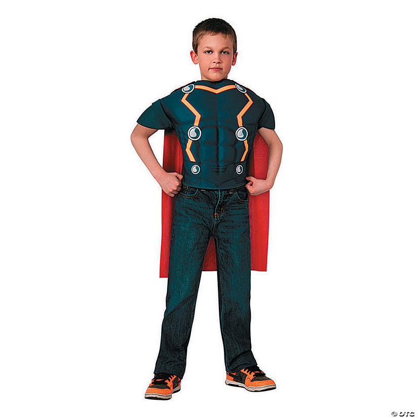 Kids Marvel Avengers&amp;#8482; Thor Padded Muscle Top with Cape Costume - One Size Image