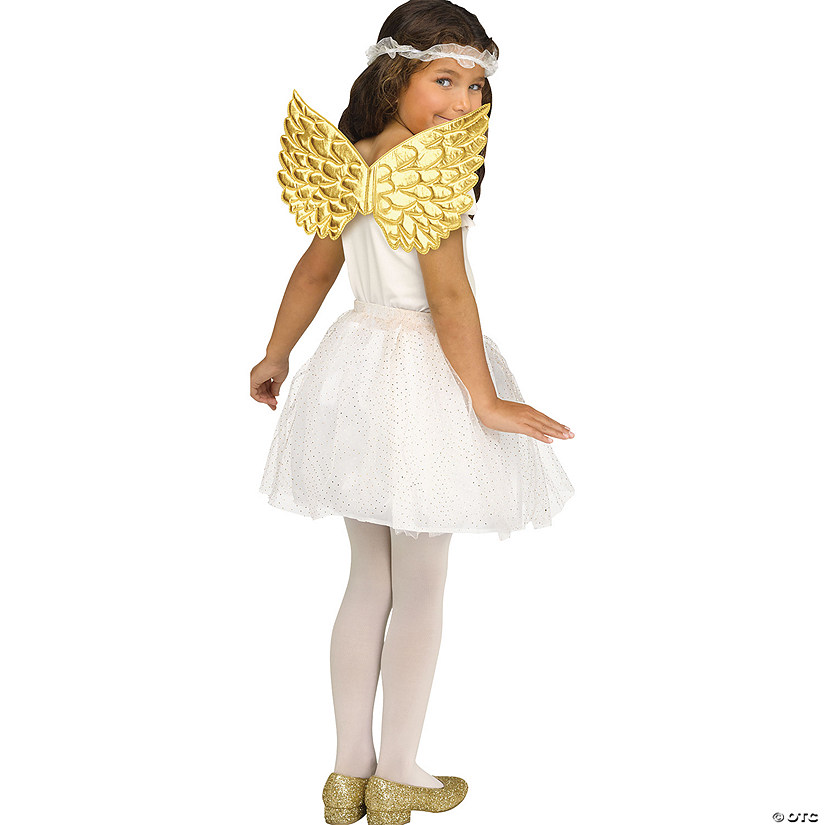 Kid's Metallic Gold Fabric Foam Wings Costume Accessory Image