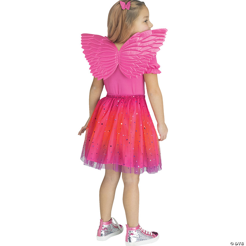 Kid's Metallic Pink Fabric Foam Wings Costume Accessory Image
