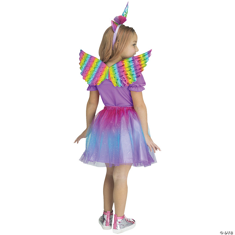 Kid's Metallic Rainbow Fabric Foam Wings Costume Accessory Image