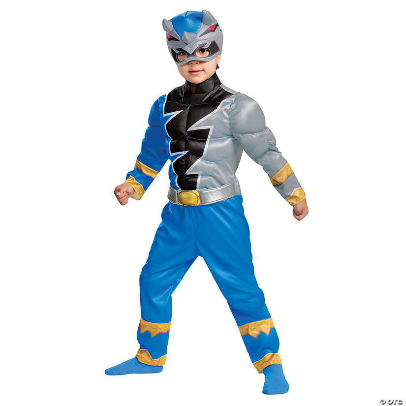Kids Muscle Dino Fury Blue Ranger Costume - Small Image