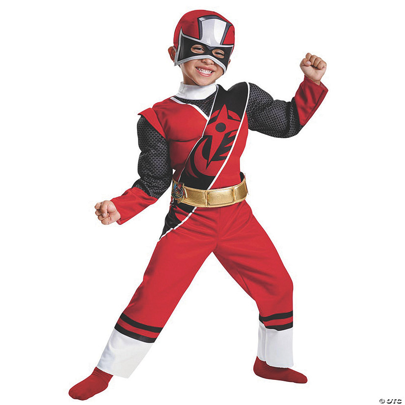Kids Muscle Ninja Steel Red Ranger Costume - Small Image