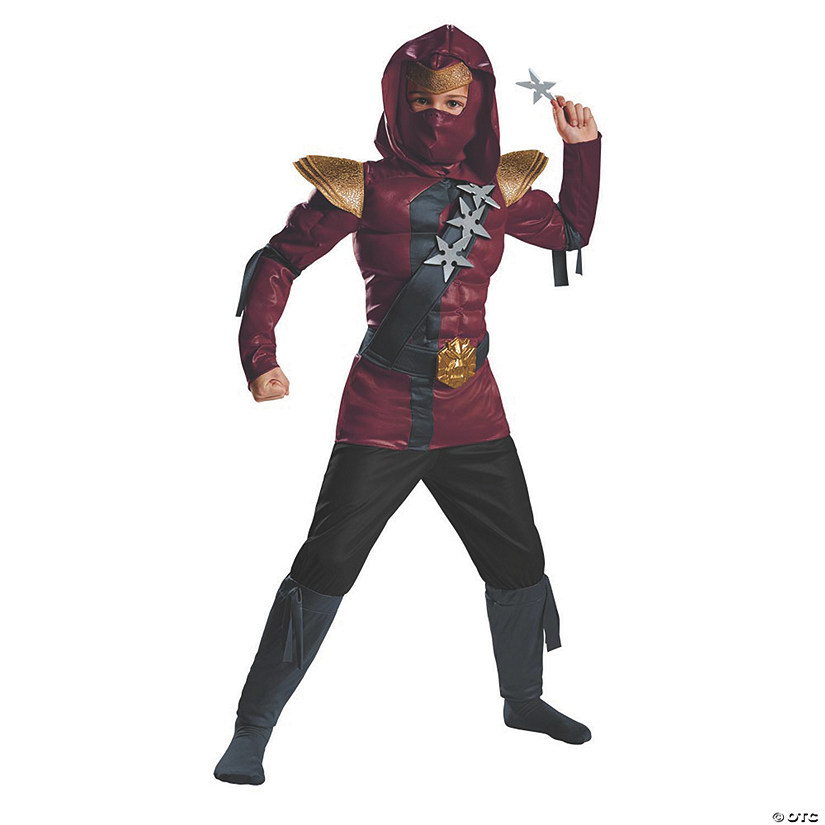 Kid's Muscle Red Fire Ninja Costume - Medium Image