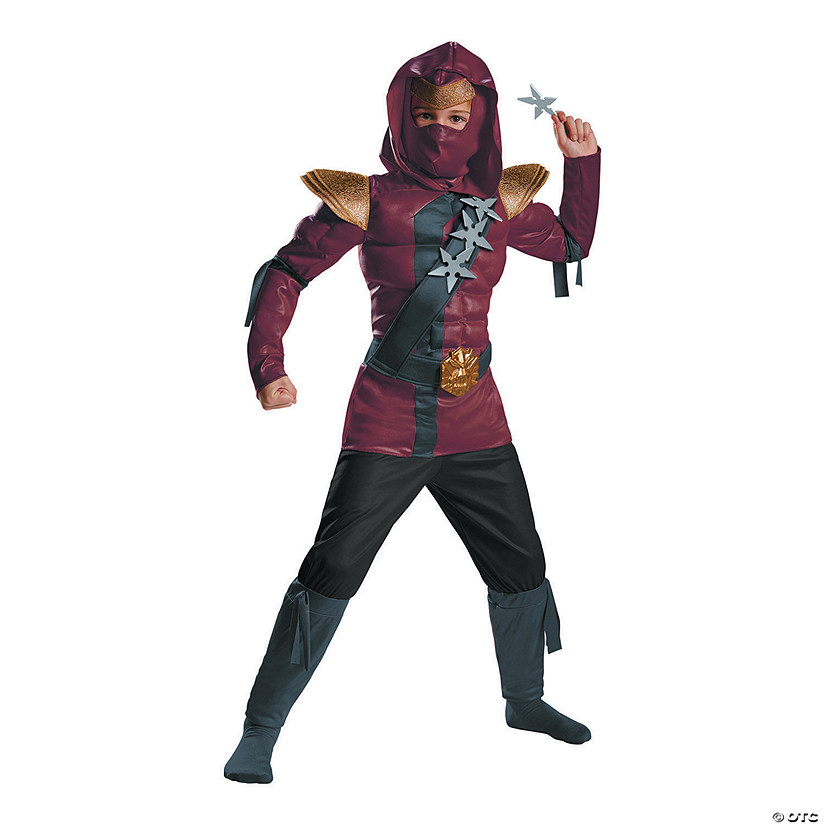 Kid's Muscle Red Fire Ninja Costume Image