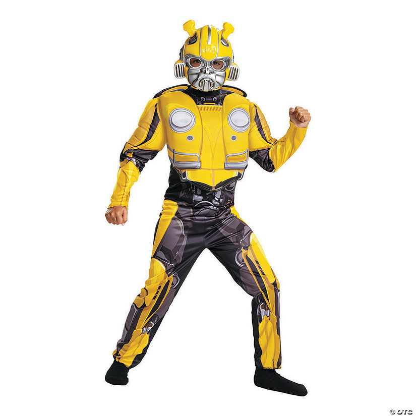 Kids Muscle Transformers Bumblebee Costume - Large Image