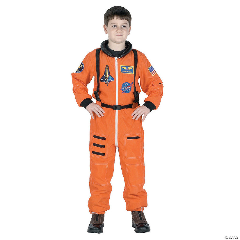 Kids Orange Astronaut Suit Costume Image
