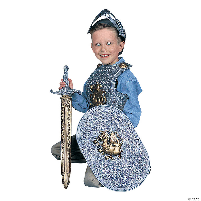 Kids Plastic Armor, Shield, Helmet &amp; Sword Knight Set - 5 Pc. Image
