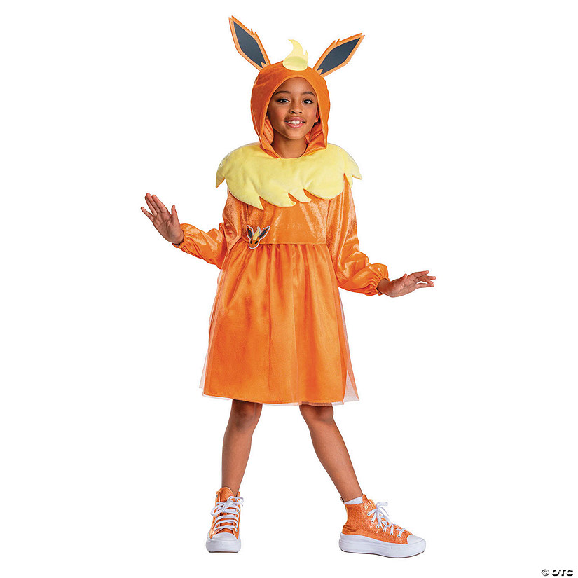 Kids Pok&amp;#233;mon&amp;#8482; Flareon Hooded Dress Costume Image