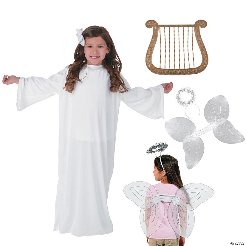 Kids&#8217; S/M White Angel Gown with Harp Image
