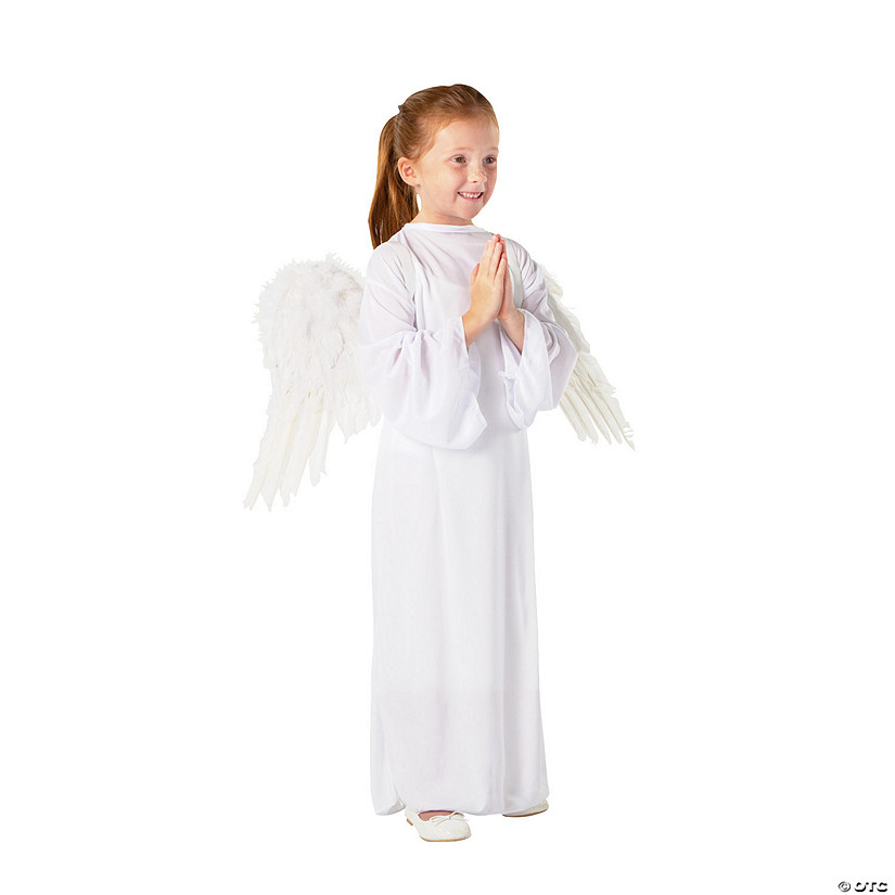 Kids&amp;#8217; S/M White Angel Gown with Wings - 2 Pc. Image