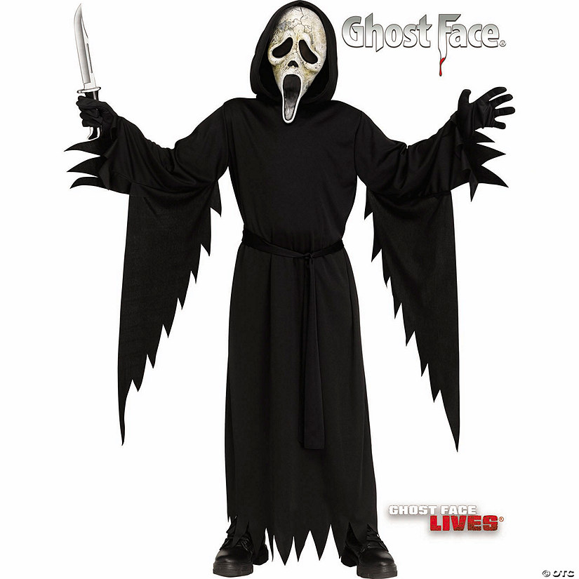Kids Scream IV&amp;#8482; Ghost Face&amp;#174; Black Polyester Robe with Mask Costume Image