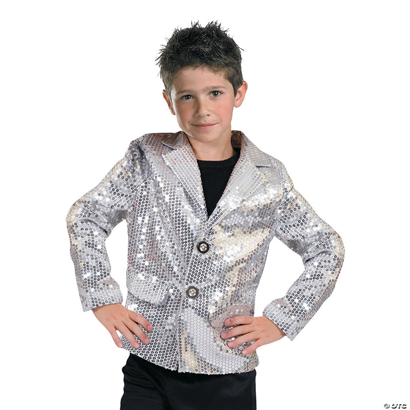 Kid's Silver Disco Jacket Costume - Large Image