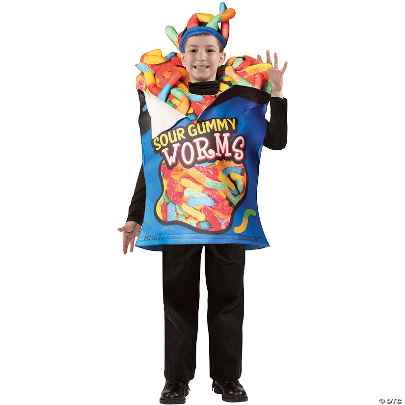 Kids Sour Gummy Worms Costume Image