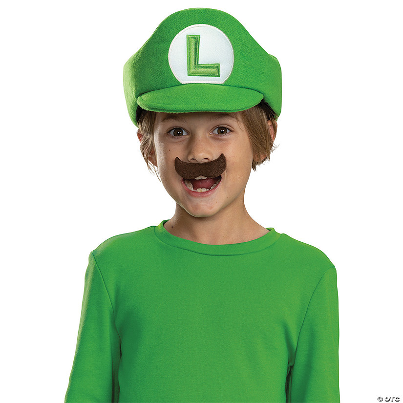 Kids Super Mario Bros.&#8482; Elevated Luigi Hat & Mustache Costume Accessory Image