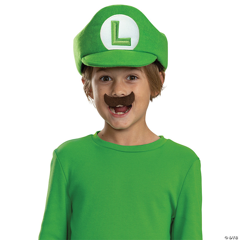 Kids Super Mario Bros.&amp;#8482; Elevated Luigi Hat &amp; Mustache Costume Accessory Image