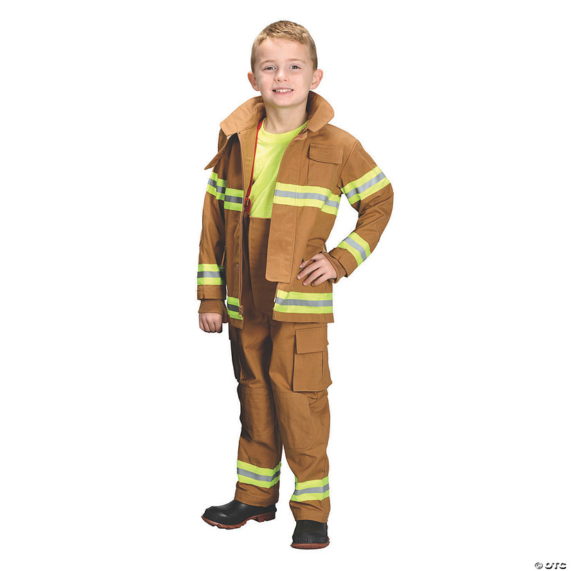 Kids Tan Firefighter Costume Image