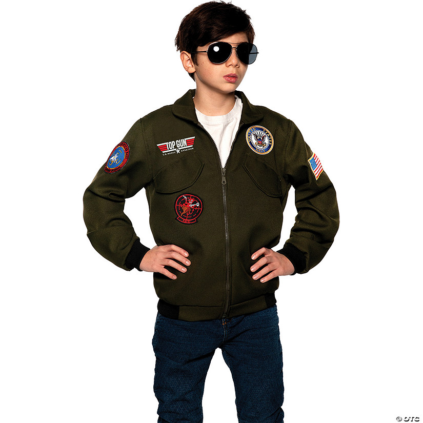 Kid's Top Gun Navy Pilot Jacket Costume Accessory - Large Image