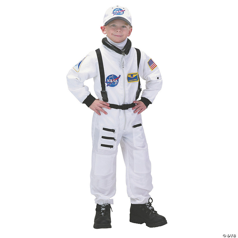 Kid's White Astronaut Suit Costume - Small Image