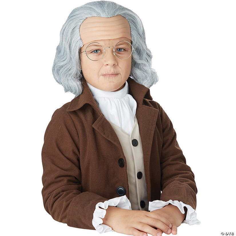 Kids White Benjamin Franklin Wig Image