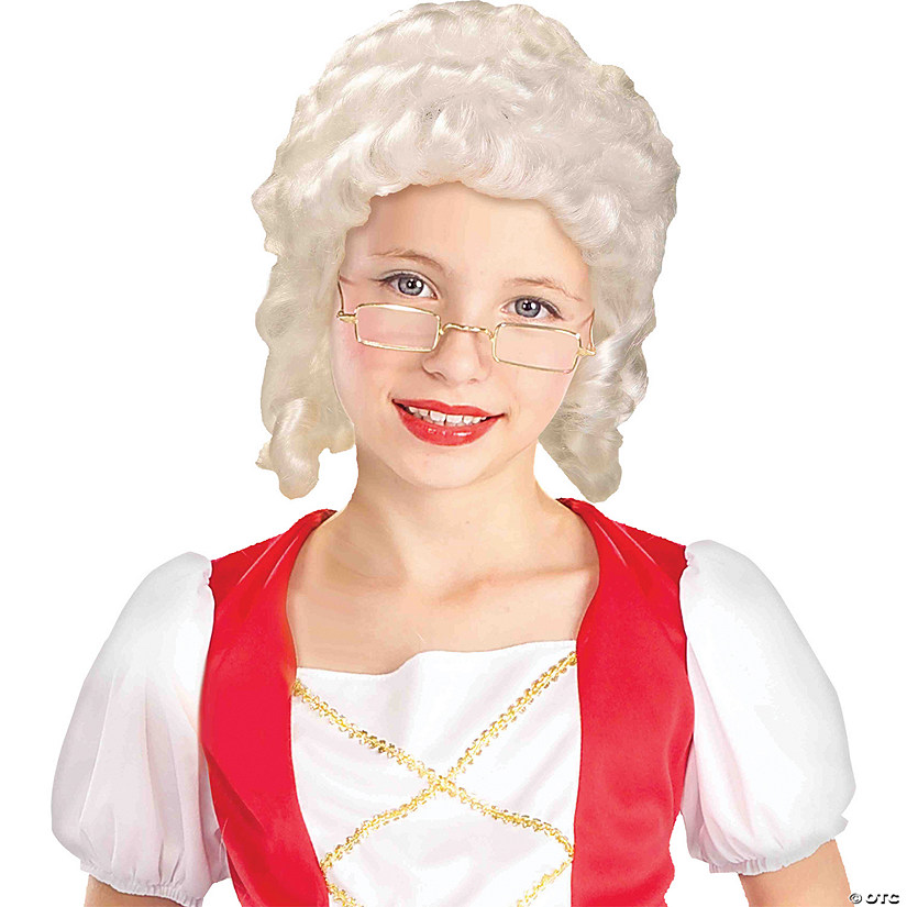 Kid's White Colonial Wig Image