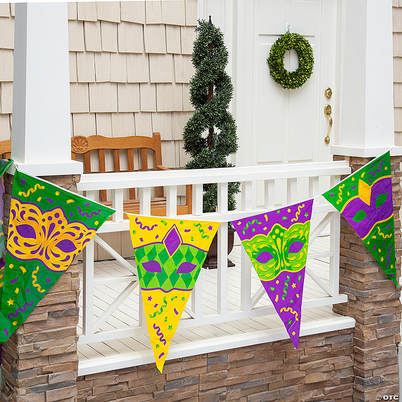 Large Mardi Gras Mask Pennant Banner Image