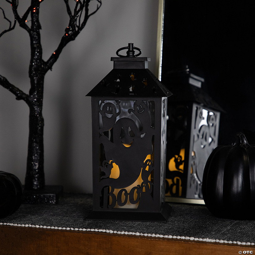 LED Lighted Ghosts Halloween Candle Lantern - 11" - Black Image