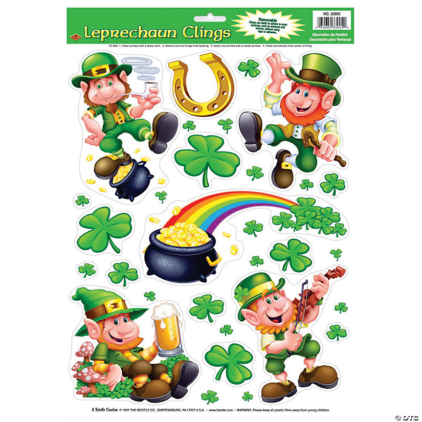 Leprechaun Shamrock Window Clings Image