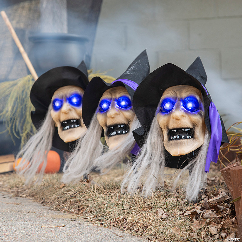 Light-Up Witch Head Yard Stake Halloween Decorations Image