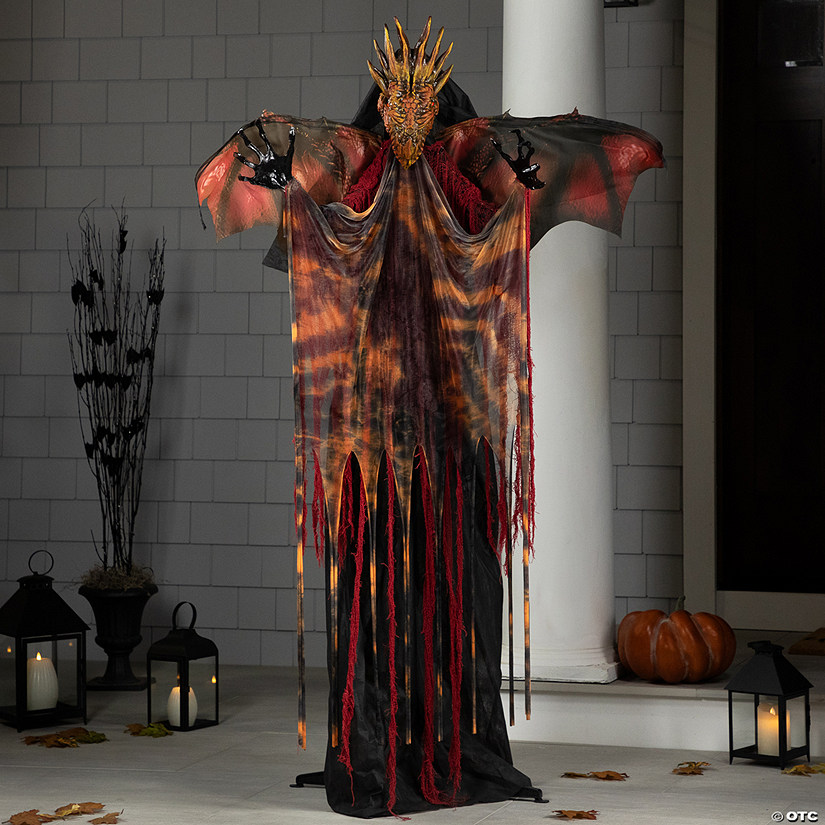 Lighted and Animated Standing Dragon Man with Sound Halloween Figure - 5.75' Image