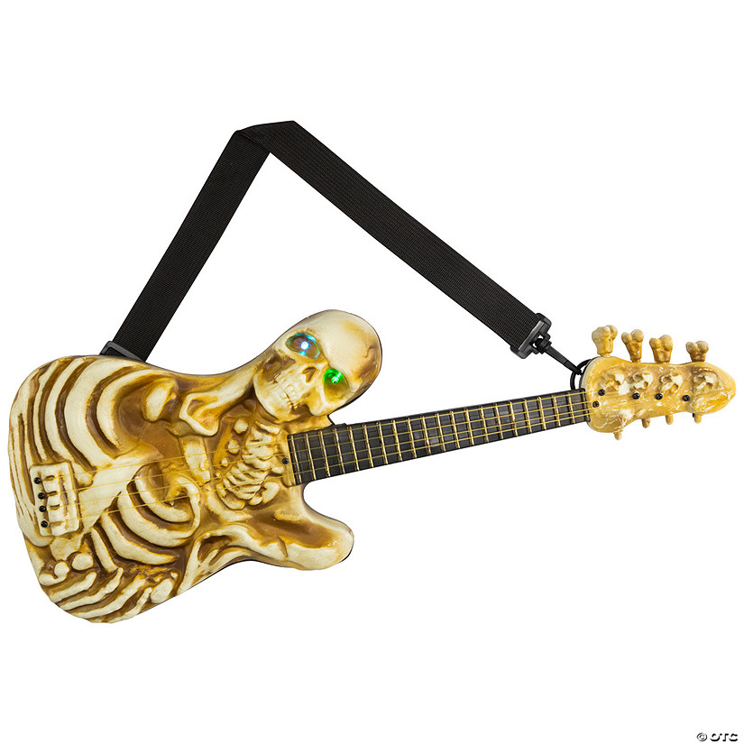 Lighted Rockin' Skeleton Guitar with Sound Halloween Decoration - 22.75" Image