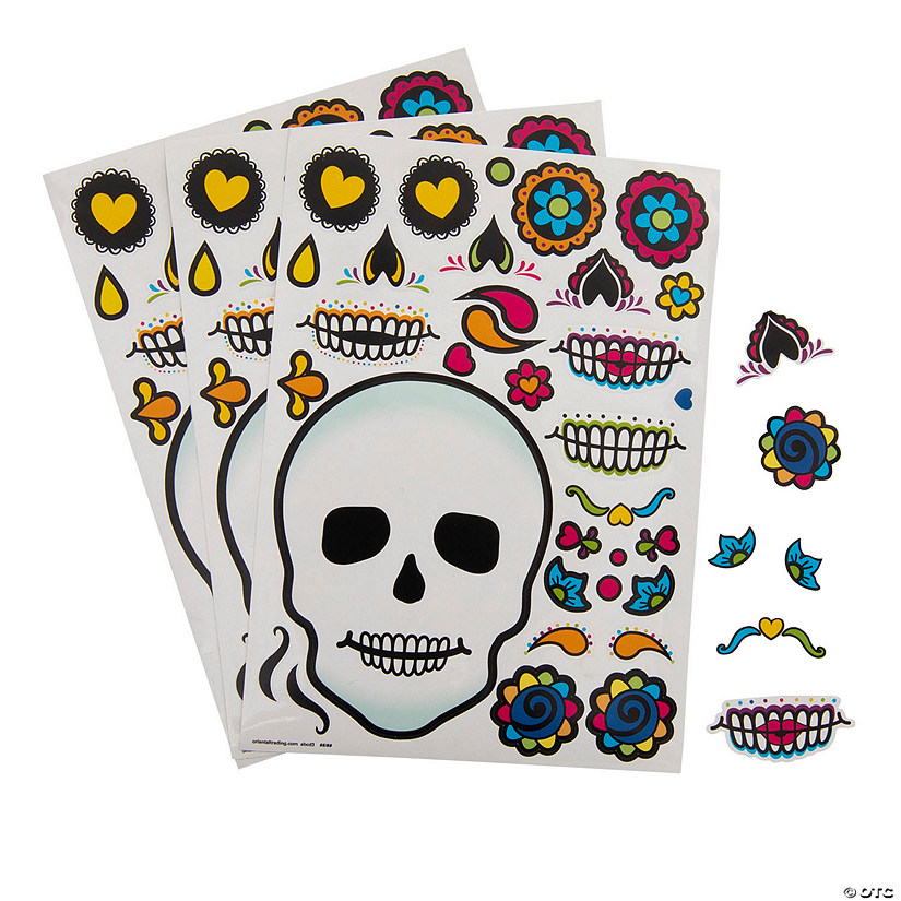 Make-A-Sugar Skull Sticker Sheets - 12 Pc.