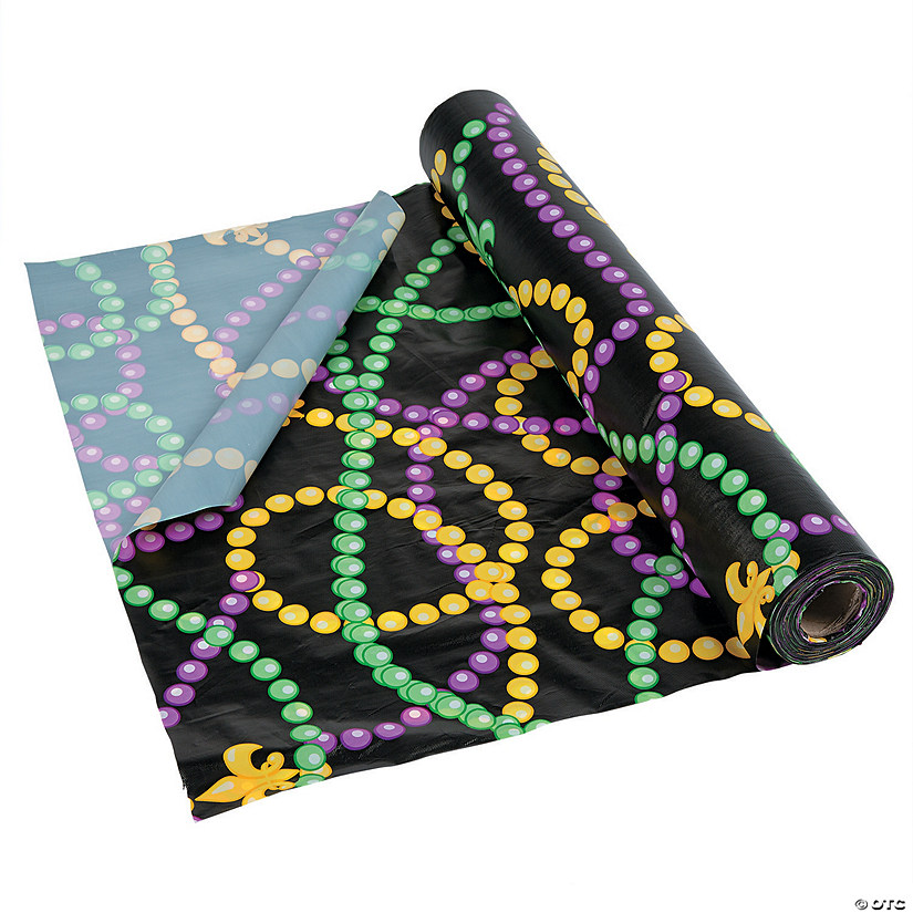 Mardi Gras Beads Plastic Tablecloth Roll Image