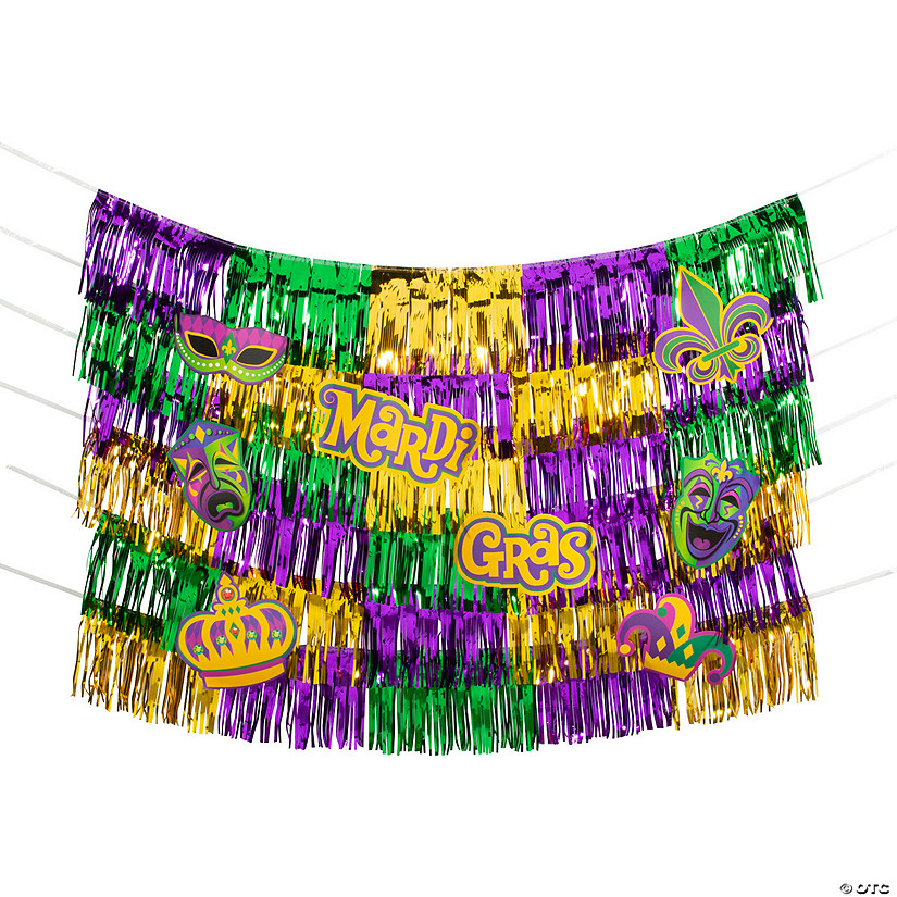 Mardi Gras Fringe Garland Backdrop - 6 Pc. Image
