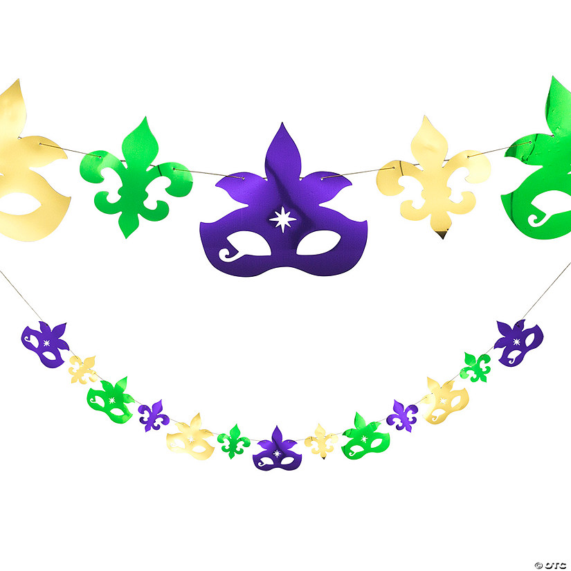 Mardi Gras Mask and Fleur de Lis Garland Image
