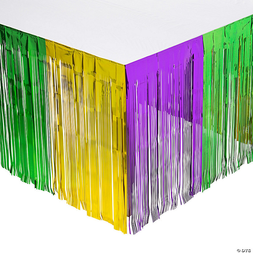 Mardi Gras Metallic Fringe Plastic Table Skirt Image