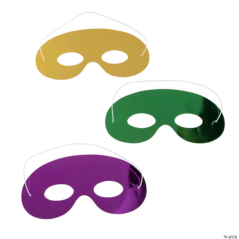 Mardi Gras Reflective Foil Masks - 12 Pc. Image