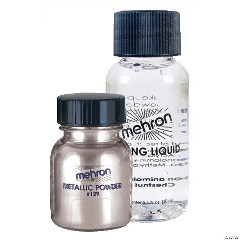 Mehron Metallic Silver Makeup Powder with Mixing Liquid  Image