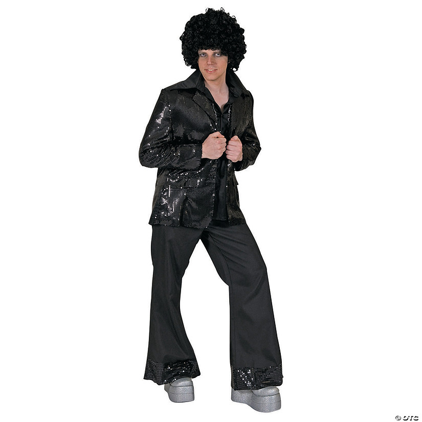 Men&#8217;s Black Disco Jacket Costume - Large Image
