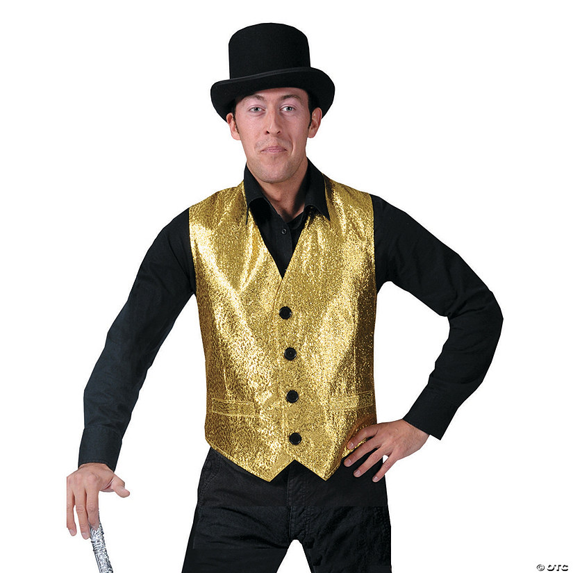 Men&#8217;s Gold Vest Costume - Small Image