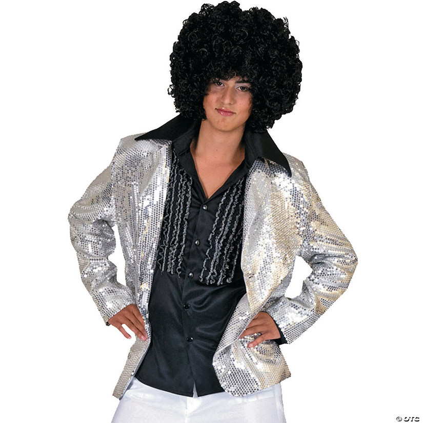 Men&#8217;s Silver Disco Jacket Costume - Large Image