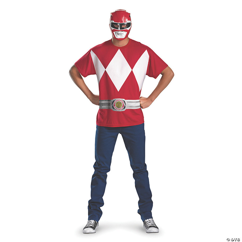 Men's Alternative Red Power Ranger Costume - Standard Image