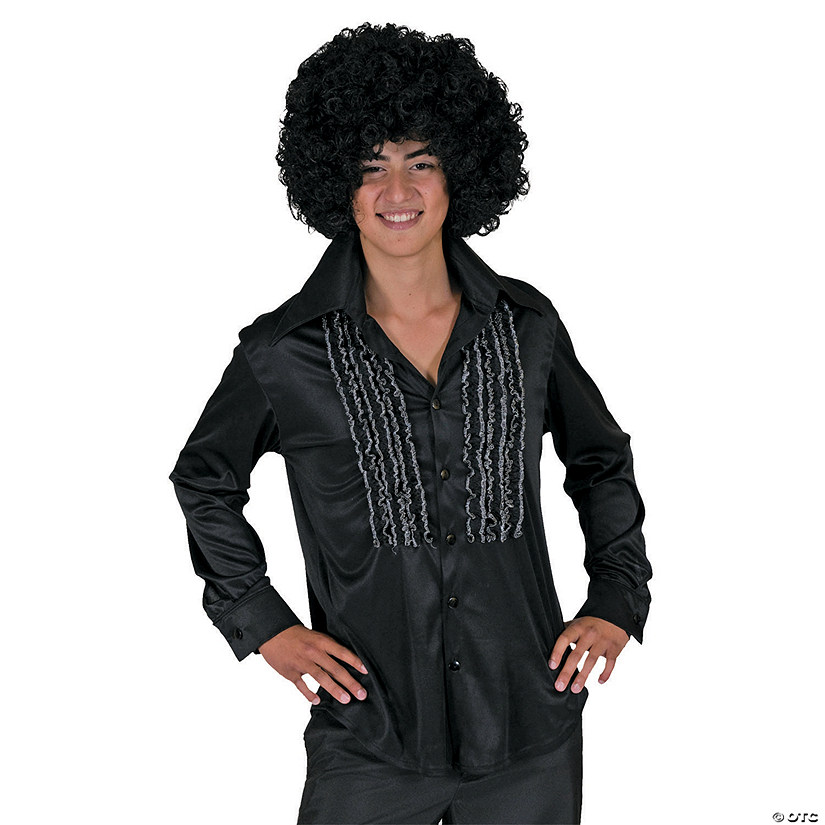 Men's Black Saturday Night Fever Shirt Costume - Medium Image