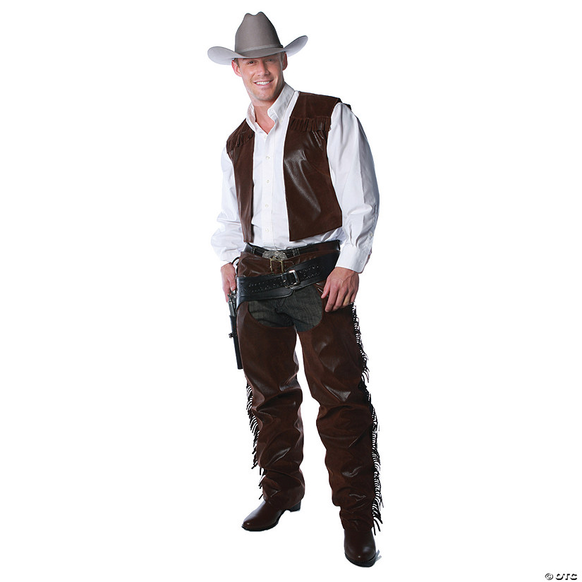 Men's Cowboy Vest And Chaps Costume Image