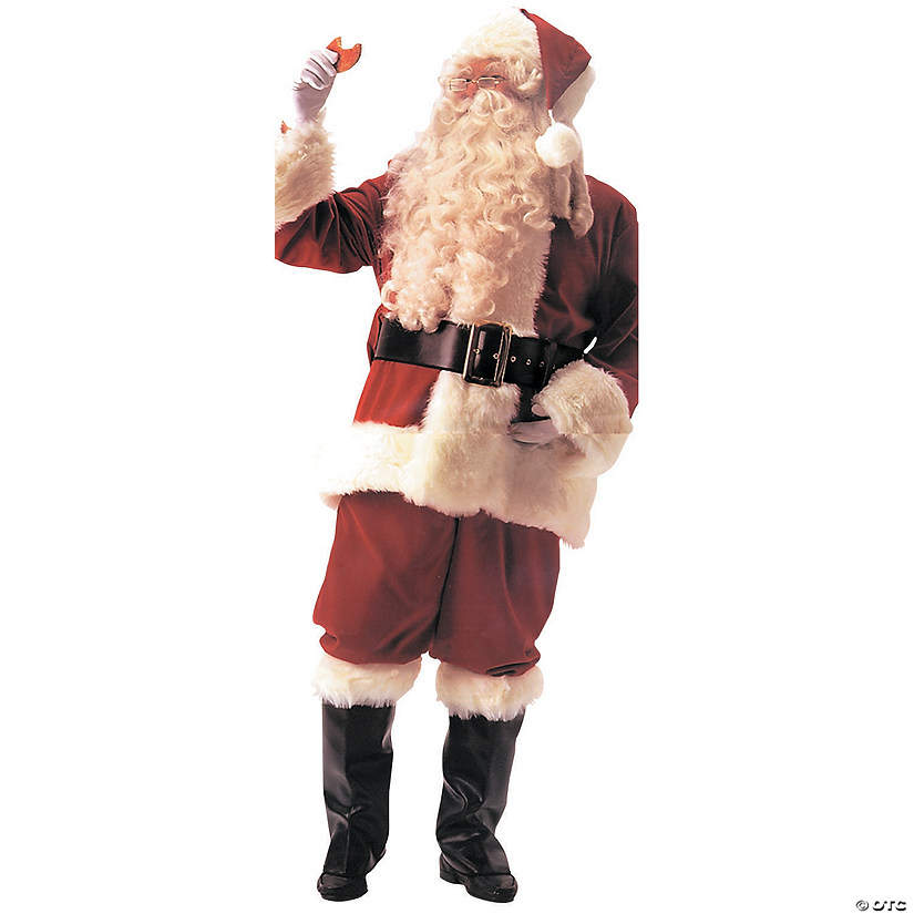 Men's Deluxe Velvet Santa Suit Costume - Large Image