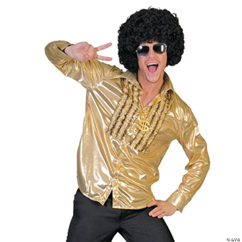 Men's Gold Saturday Night Fever Shirt Costume - Large Image