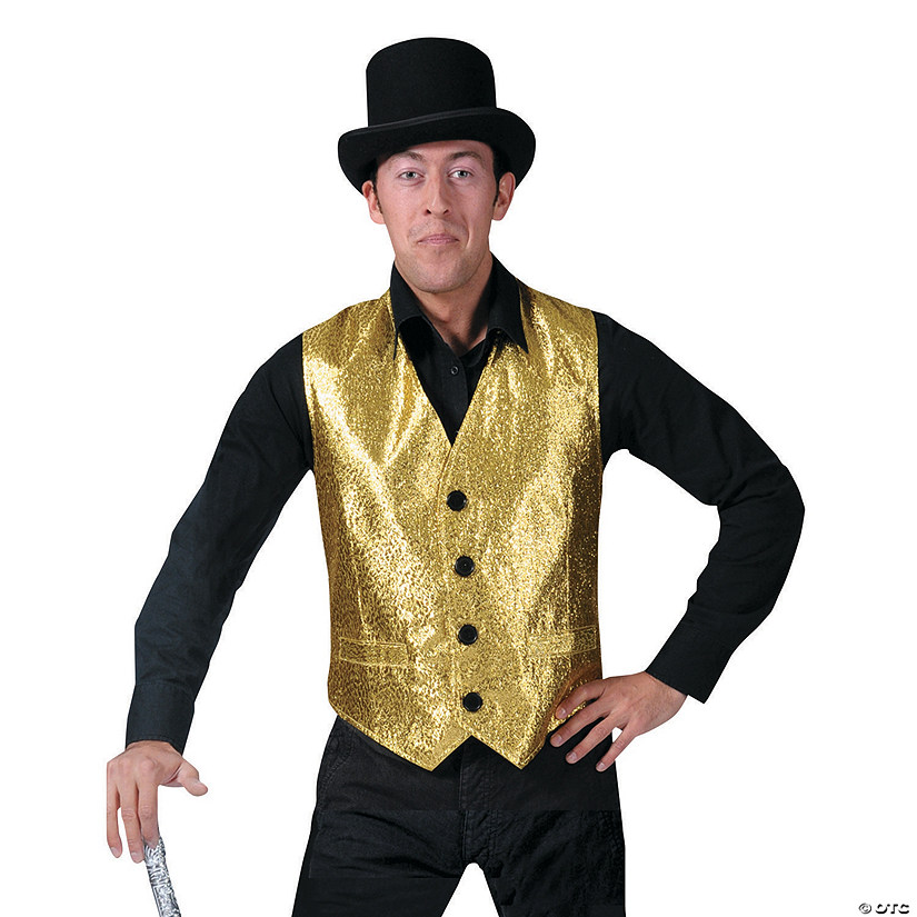 Men's Gold Vest Costume - Large Image